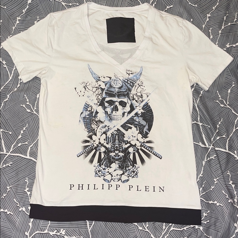 Philipp Plein White Skull Graphic Tee